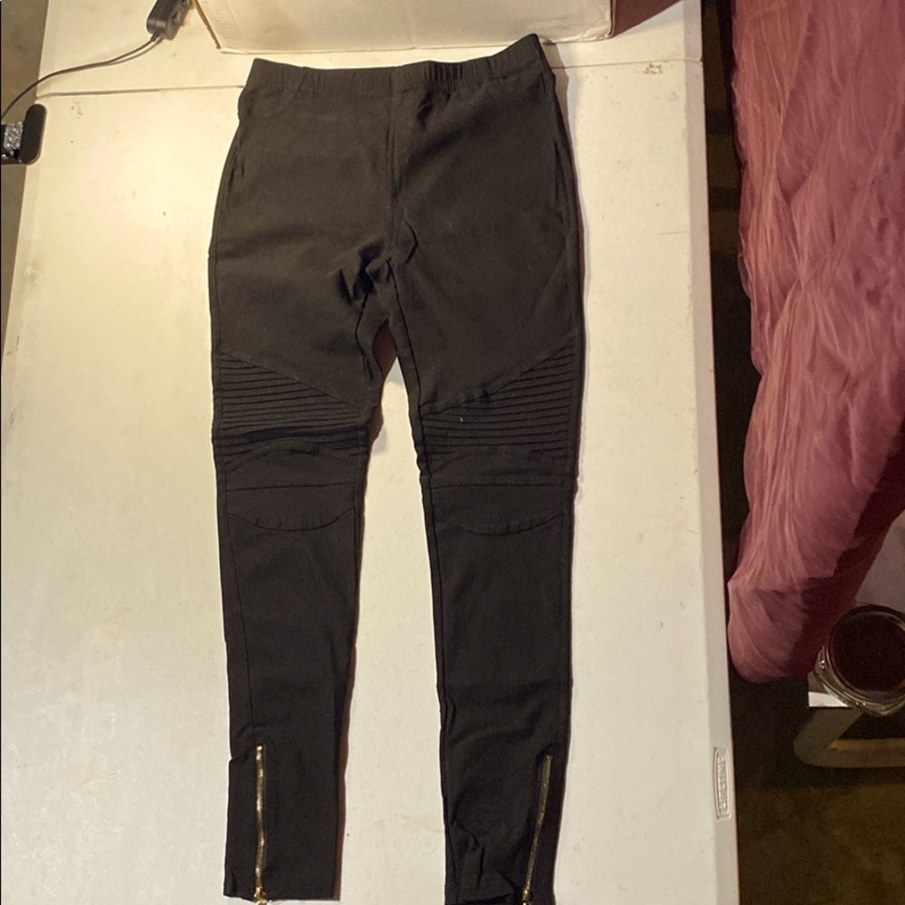 Pants - Nylon with Gold zippers on the bottom legs
